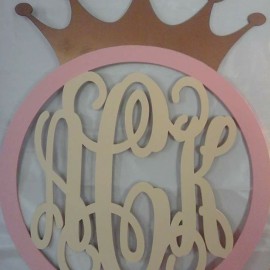 3-Letter Crown Monogram Door Hanger – Wood Home Décor