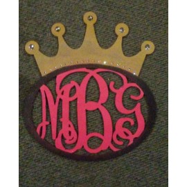 3 letter Monogram  Crown -Door Hanger-Home Décor-Wood Letter