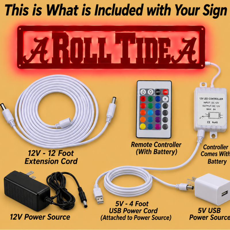 Alabama Roll Tide LED Lighted Wall Sign