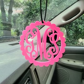 Monogram Car Charm   Scalloped