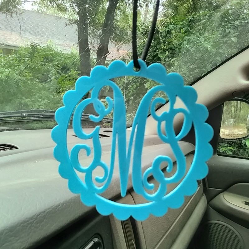 Monogram Car Charm   Scalloped