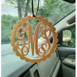 Car charm -Scalloped Car Charm-Monogram Weddings-Monogram-free shipping 