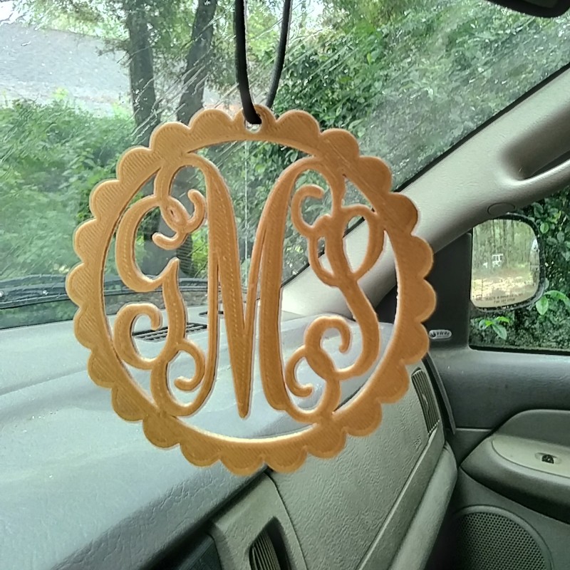 Monogram Car Charm   Scalloped