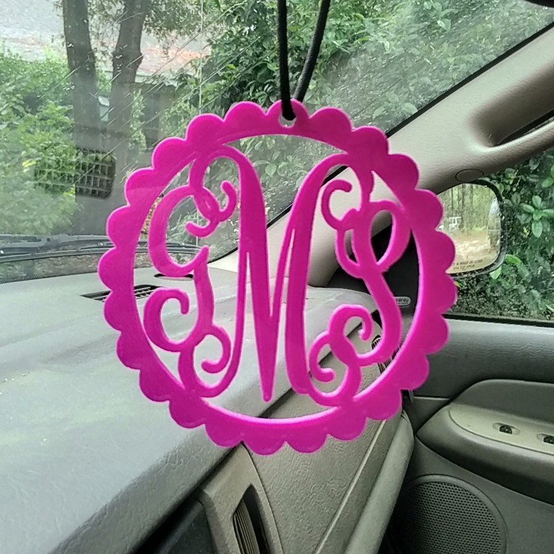 Monogram Car Charm   Scalloped