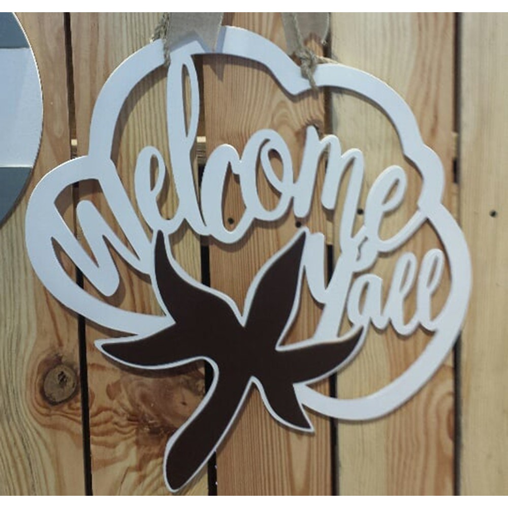 Cotton door wreath-door hanger- front door wreath- fall door hanger