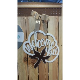 Cotton door wreath-door hanger- front door wreath- fall door hanger