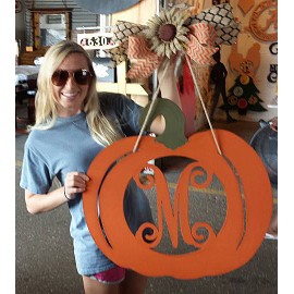 Fall Pumpkin-Pumpkin with letter-Door Hanger-Wood Sign