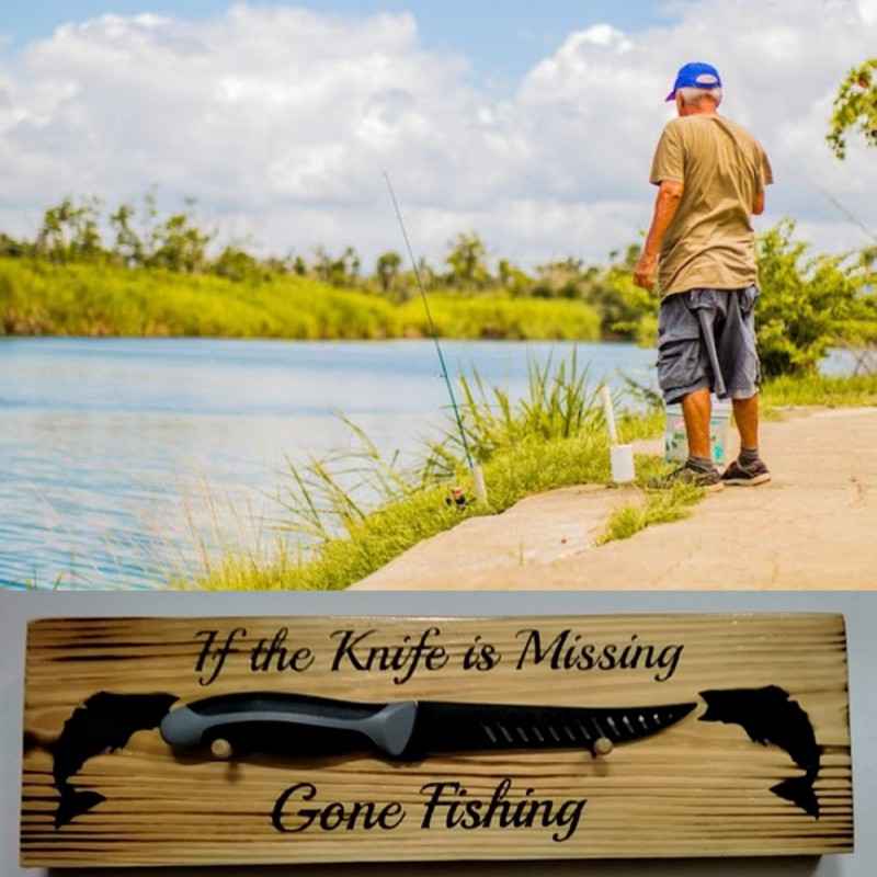 Fishing and Hunting Sign with Optional Knife