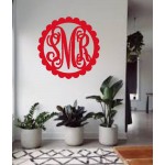 Scalloped 3 Letter Circle -Wood Sign-Door hanger- Home Décor 