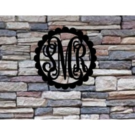 Scalloped 3 Letter Circle -Wood Sign-Door hanger- Home Décor 