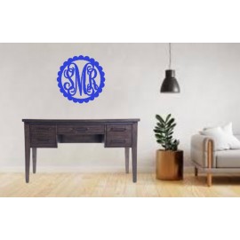 Scalloped 3 Letter Circle -Wood Sign-Door hanger- Home Décor 