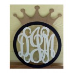 3 letter Monogram  Crown -Door Hanger-Home Décor-Wood Letter