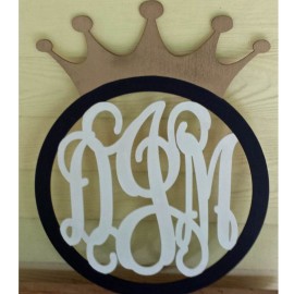 3-Letter Crown Monogram Door Hanger – Wood Home Décor