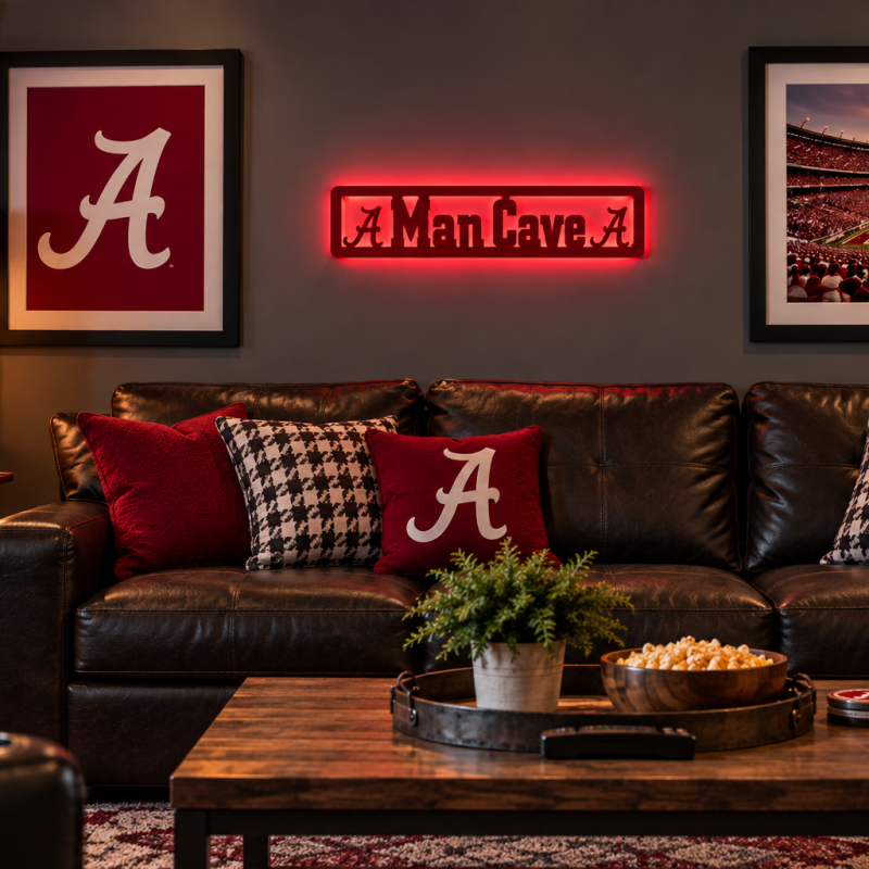 Alabama Man Cave LED Lighted Wall Sign