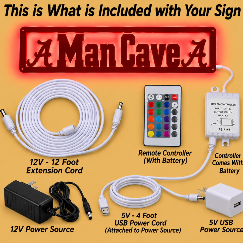 Alabama Man Cave LED Lighted Wall Sign